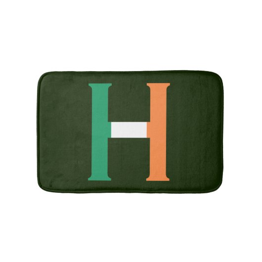 アイルランド国旗bmcntに覆われたHモノグラム バスマット (正面)