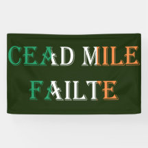 アイルランド国旗bnrcntの上に置かれたCead Mile Failte