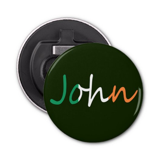 アイルランド国旗bocntにオーバーレイされた任意の名前 栓抜き (正面)