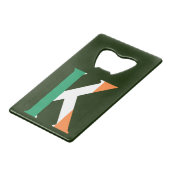 アイルランド国旗bocntに重ねられたKモノグラム クレジットカード栓抜き (裏面アングル)