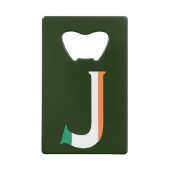 アイルランド国旗bocntの上にJモノグラム クレジットカード栓抜き (裏面)
