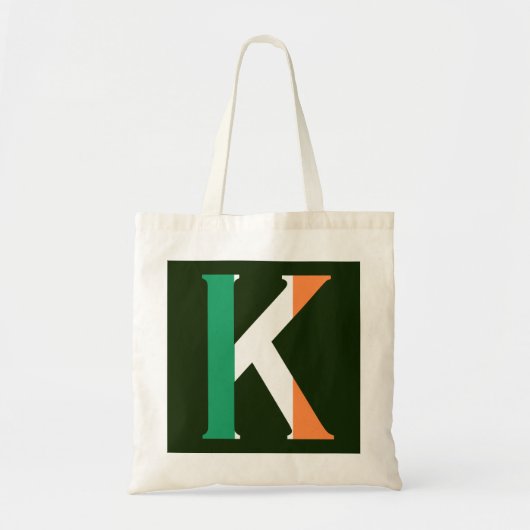 アイルランド国旗btcntに重ねられたKモノグラム トートバッグ (正面)