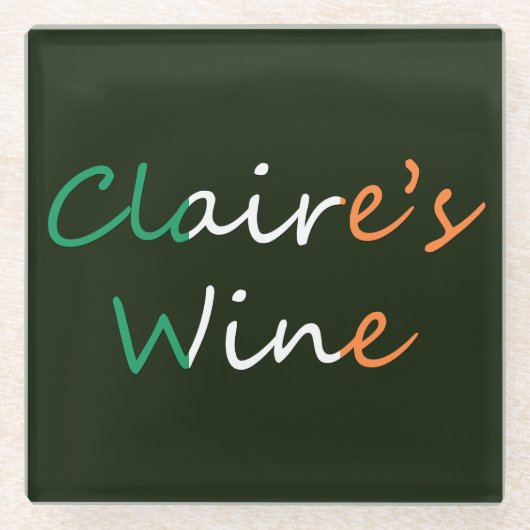 アイルランド国旗coastercntの名前のワイン ガラスコースター (正面)