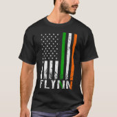 アイルランド国旗FLYNNファミリーアメリカ国旗 Tシャツ (正面)