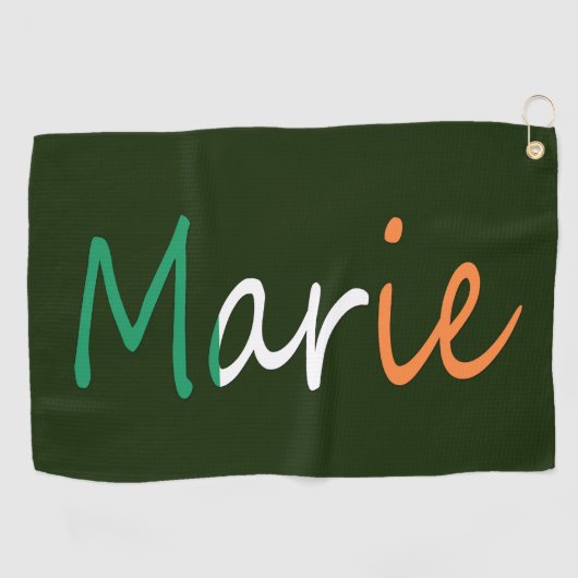 アイルランド国旗gtcntにオーバーレイされた任意の名前 ゴルフタオル (横)