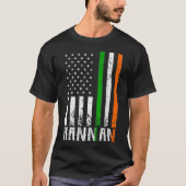 アイルランド国旗HANNANファミリーアメリカ国旗 Tシャツ (正面)