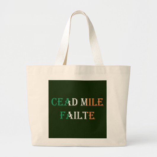 アイルランド国旗jtcntのCead Mile Failte ラージトートバッグ (正面)