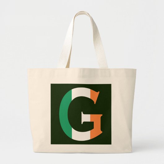 アイルランド国旗jttにオーバーレイされたGモノグラム ラージトートバッグ (正面)