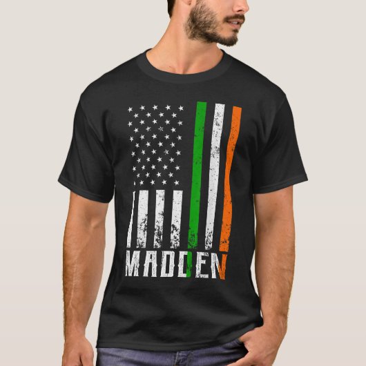 アイルランド国旗MADDENファミリーアメリカ国旗 Tシャツ (正面)