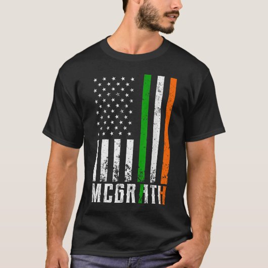 アイルランド国旗MCGRATHファミリーアメリカ国旗 Tシャツ (正面)