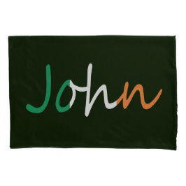 アイルランド国旗pccntにオーバーレイされた任意の名前 枕カバー