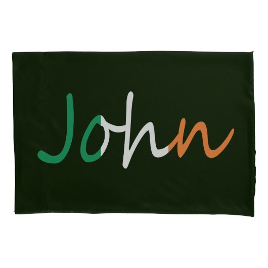 アイルランド国旗pccntにオーバーレイされた任意の名前 枕カバー (正面)