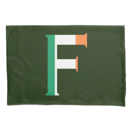 アイルランド国旗pccntにオーバーレイされたFモノグラム 枕カバー