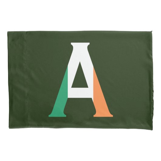 アイルランド国旗pccntに覆われたモノグラム 枕カバー (正面)