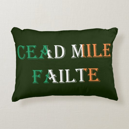 アイルランド国旗tpcntのCead Mile Failte アクセントクッション (正面)