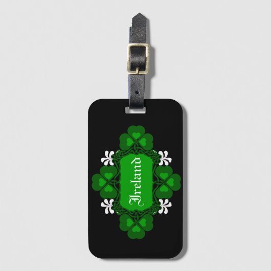 アイルランド国立シャムロック白い花 – 名前をカスタムする ラゲッジタグ (正面縦)
