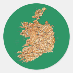 アイルランド地図シール ラウンドシール