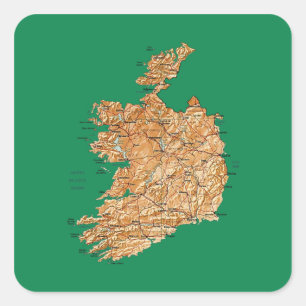アイルランド地図ステッカー スクエアシール