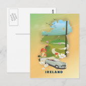 アイルランド地図ビンテージ旅行ポスター ポストカード (正面/裏面)