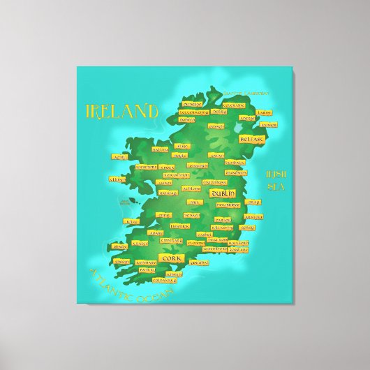 アイルランド地図 キャンバスプリント (正面)