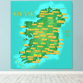 アイルランド地図 キャンバスプリント (インサイチュ (ウッドフロア))