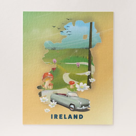 アイルランド地図 ビンテージ トラベルポスター ジグソーパズル (縦)