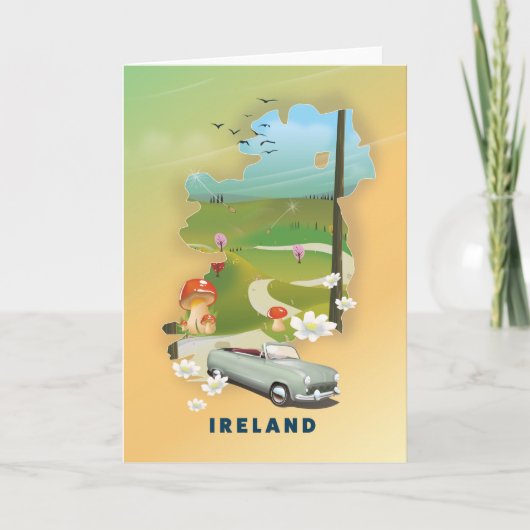 アイルランド地図 ビンテージ 旅行ポスター シーズンカード (正面)