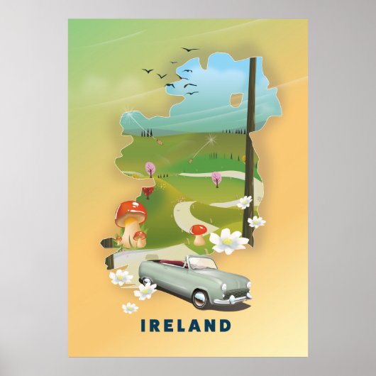 アイルランド地図 ビンテージ 旅行ポスター ポスター (正面)
