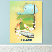 アイルランド地図 ビンテージ 旅行 ポスター キャンバスプリント (インサイチュ (ウッドフロア))