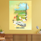 アイルランド地図 ビンテージ 旅行 ポスター キャンバスプリント (インサイチュ (リビング))