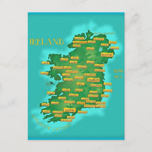 アイルランド地図 ポストカード (正面)