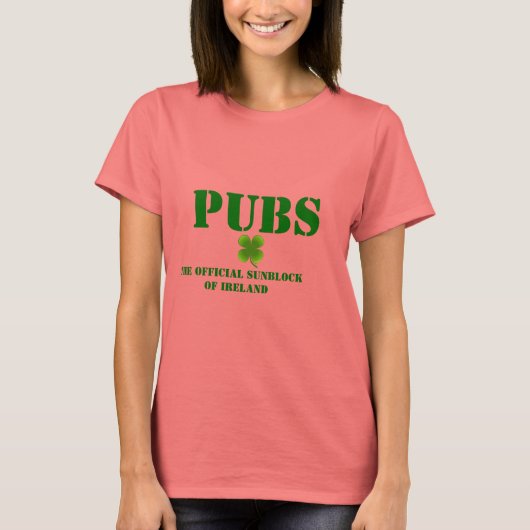アイルランド女性Tの公式サンブロックをPUBS Tシャツ (正面)