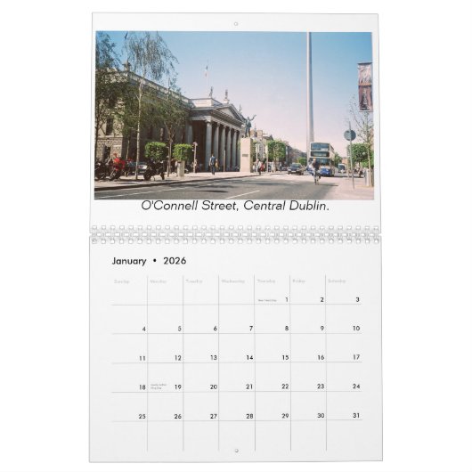 アイルランド暦 – ダブリンの名所 カレンダー (1月 2026)
