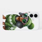 アイルランド服を着たかわいいダシュント犬 iPhone 16ケース (裏面横)