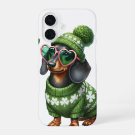 アイルランド服を着たかわいいダシュント犬 iPhone 16ケース