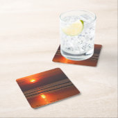 アイルランド海コースターでの夕焼けの反射 スクエアペーパーコースター (インサイチュ)