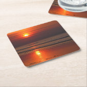 アイルランド海コースターでの夕焼けの反射 スクエアペーパーコースター (アングル)