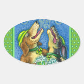 アイルランド犬、ST。パトリックの日グリーンビール 楕円形シール (正面)