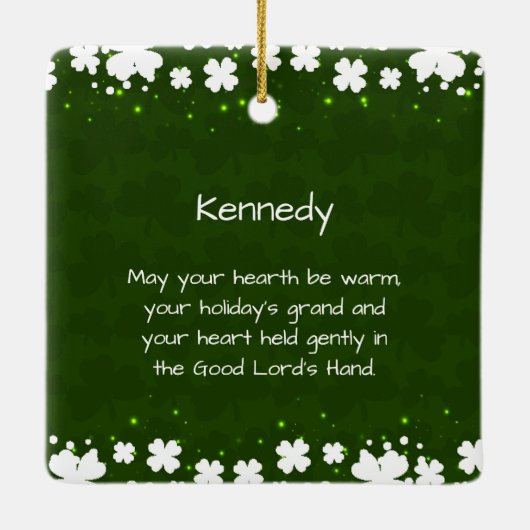 アイルランド祈りの言葉と賛美のクリパーソナライズされたスマス セラミックオーナメント (裏面)