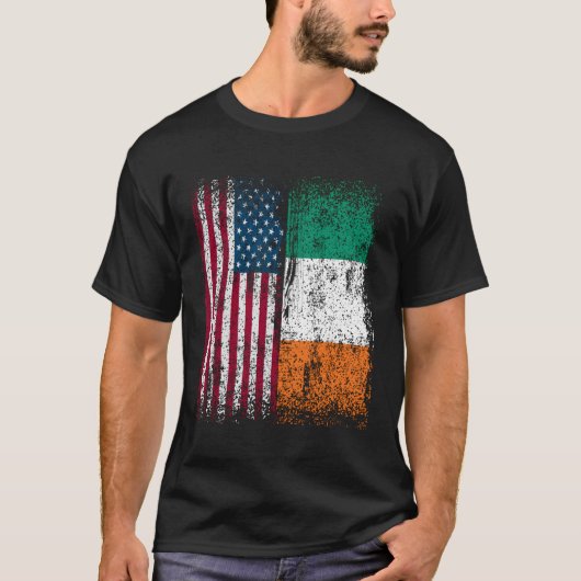 アイルランド米国国旗アメリカ生まれアイリッシュ伝統 Tシャツ (正面)
