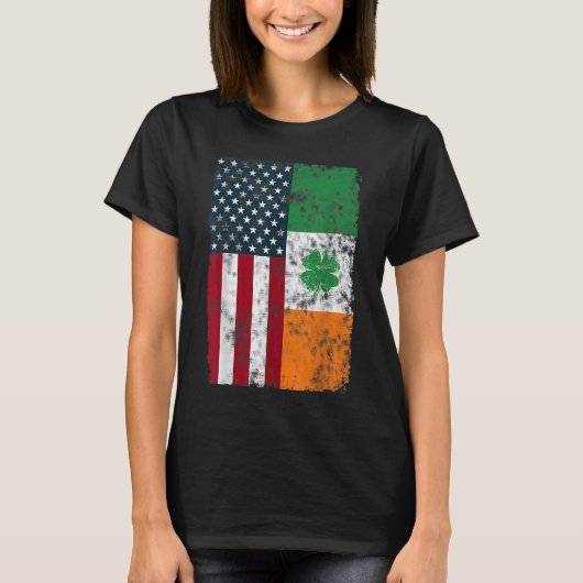 アイルランド米国国旗デュアル市民愛国心の距離 Tシャツ (正面)