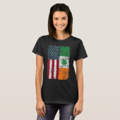 アイルランド米国国旗デュアル市民愛国心の距離 Tシャツ (正面フル)