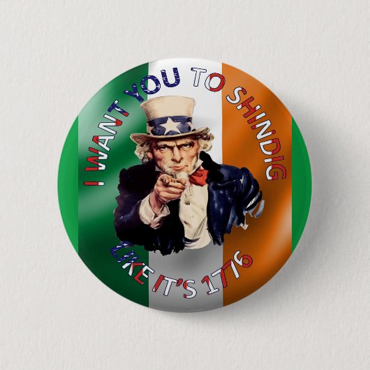 アイルランド系アメリカ人のサムおじさんの祝祭 缶バッジ (正面)