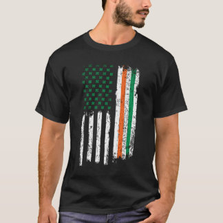 アイルランド系アメリカ人のシャムロック旗米国パディセントパトリックスデー Tシャツ