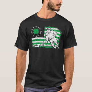 アイルランド系アメリカ人の旗 ラッキー ホッケー 聖パトリックの日 Tシャツ