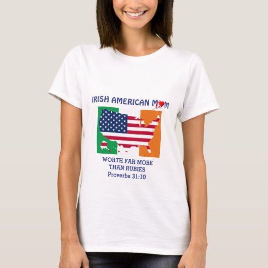 アイルランド系アメリカ人ママ箴言31クリスチャン Tシャツ (正面)