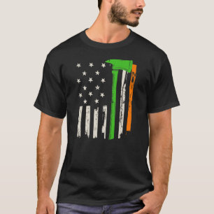 アイルランド系アメリカ人消防士旗と斧 Tシャツ