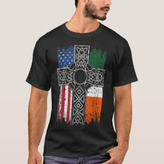 アイルランド系アメリカ合衆国国旗ケルト十字セントパトリック Tシャツ