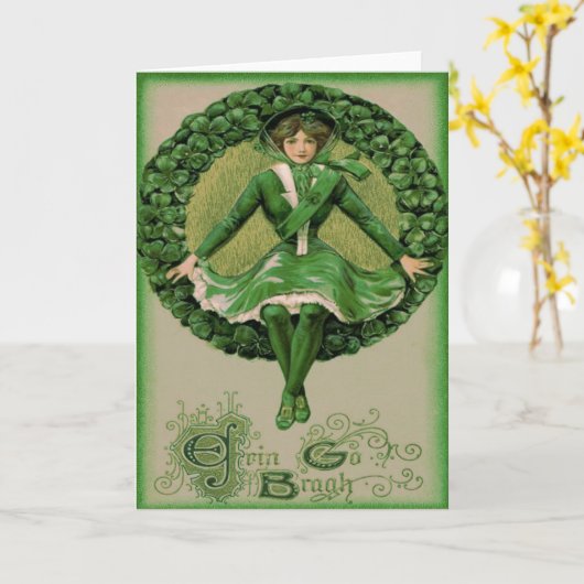 アイルランド系アメリカ国旗のハープ(エリン・シャムロック) カード (黄色い花)