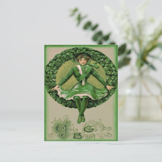 アイルランド系アメリカ国旗のハープ(エリン・シャムロック) ポストカード (スタンド正面)